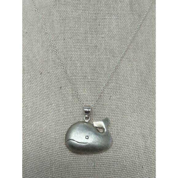 Marked 925 Matte Silver Whale Necklace - Picture 3 of 10